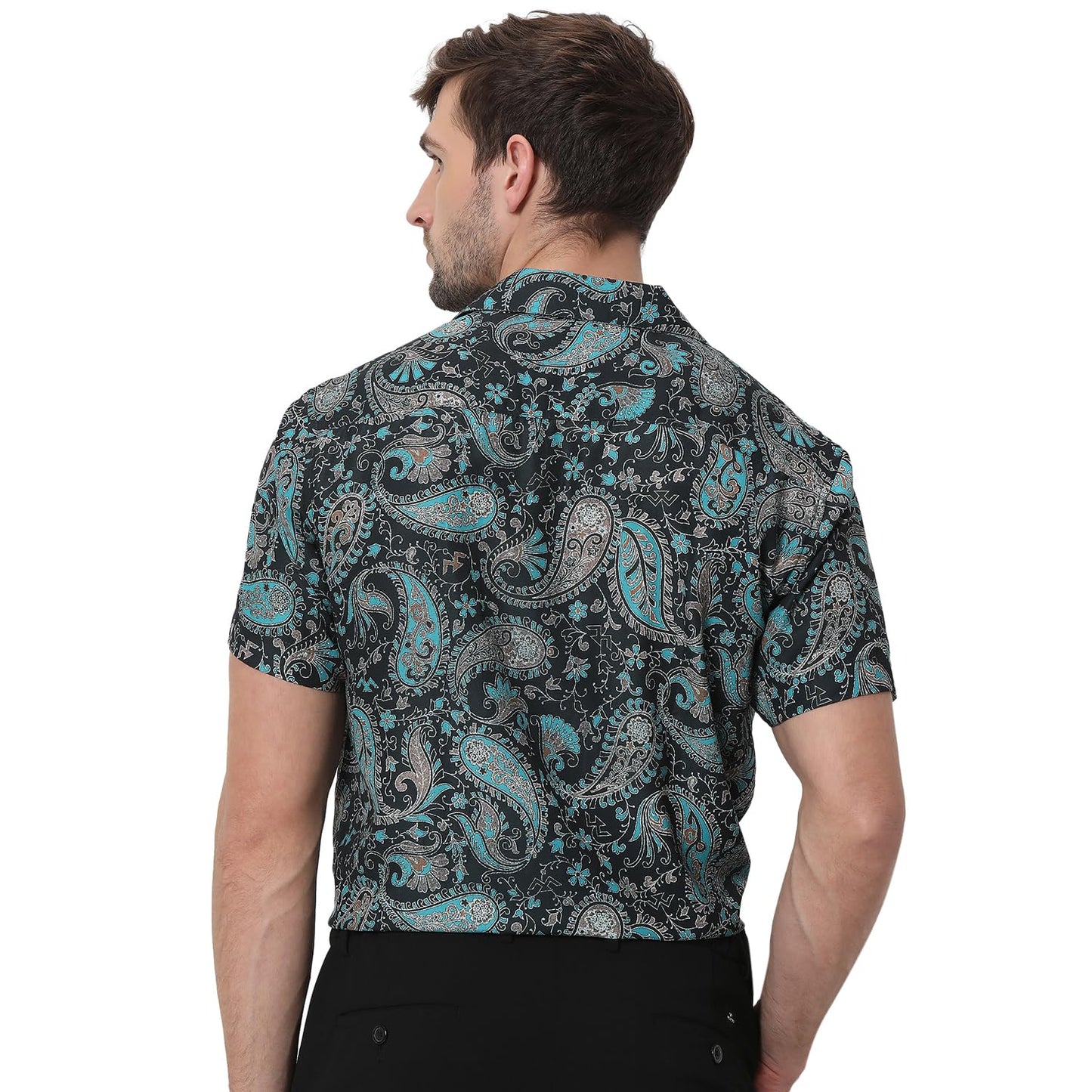 BULLMER Trendy Regular Fit Printed Causal Half Sleeve Shirt for Men