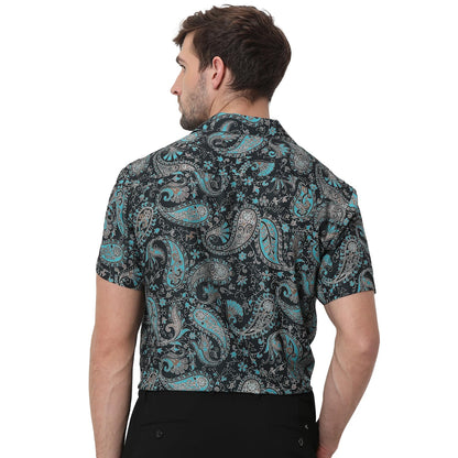 BULLMER Trendy Regular Fit Printed Causal Half Sleeve Shirt for Men