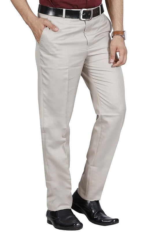 McHenry Men's Solid Formal Regular Fit Stretchable Wrinkle Free PolyViscose Trousers