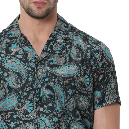 BULLMER Trendy Regular Fit Printed Causal Half Sleeve Shirt for Men