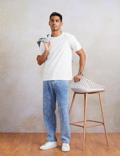 Amazon Brand - Symbol Men's Baggy Fit Cotton Jeans | Mid Rise | Loose & Relaxed | Oversized Jeans Pant