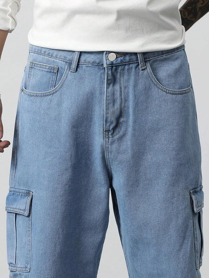 TAGAS Men Loose Fit Men's Flip Pocket Jeans || Mens Stylish Cotton Loose Fit Denim Cargo || Multi-Pocket Styling Pant||