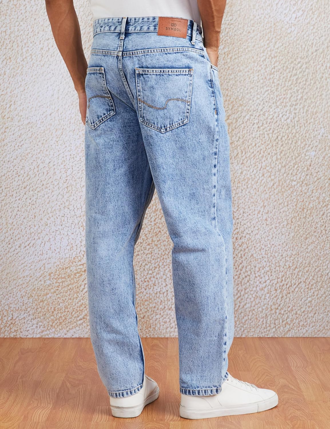 Amazon Brand - Symbol Men's Baggy Fit Cotton Jeans | Mid Rise | Loose & Relaxed | Oversized Jeans Pant