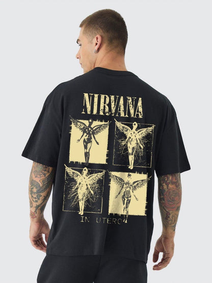 PRONK Men Nirvana Printed Oversized T-shirt