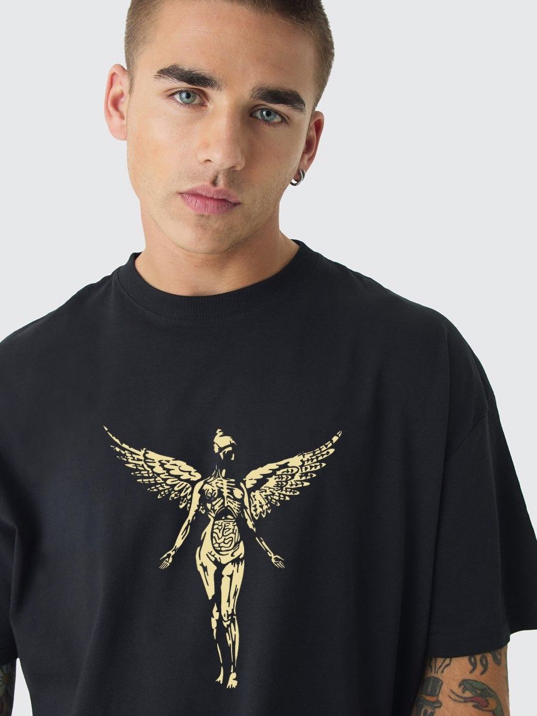 PRONK Men Nirvana Printed Oversized T-shirt