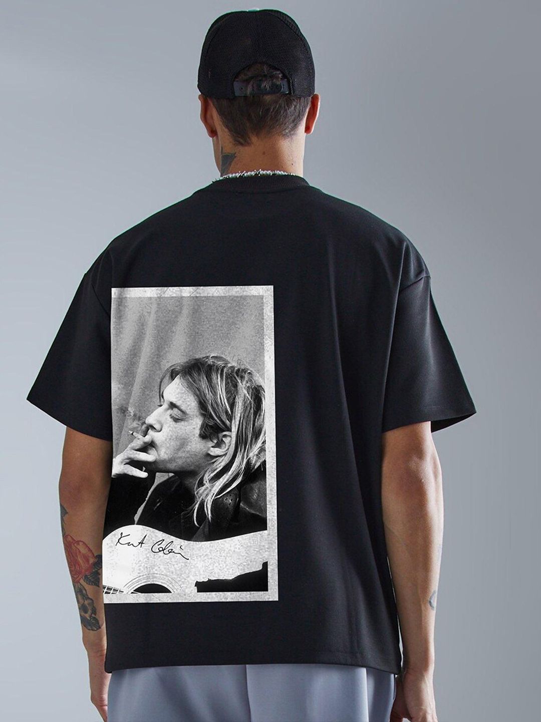 PRONK Men Nirvana Printed Oversized T-shirt