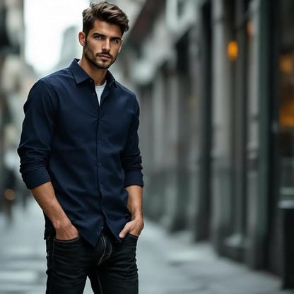 Glowic Men's Plain Casual Shirt | Cotton Soft & Breathable Fabric | Full Sleeve Comfort Fit Stylish Solid Shirts for Office