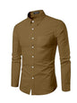 Men's Cotton Blend Solid Shirt with Spread Collared Full Sleeve Curved Hemline Button Closure Slim Fit and One Pocket | Shirt for Man Full Sleeve