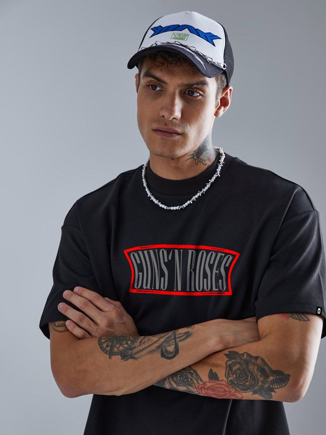 PRONK Men Nirvana Printed Oversized T-shirt