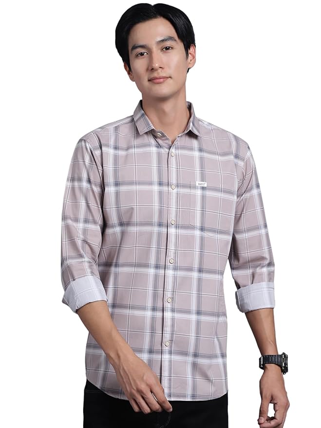 Majestic Man Men Box Checkered Slim Fit Cotton Casual Shirt